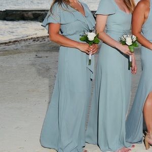 Show me Mumu bridesmaids dress. Blue green color size XS